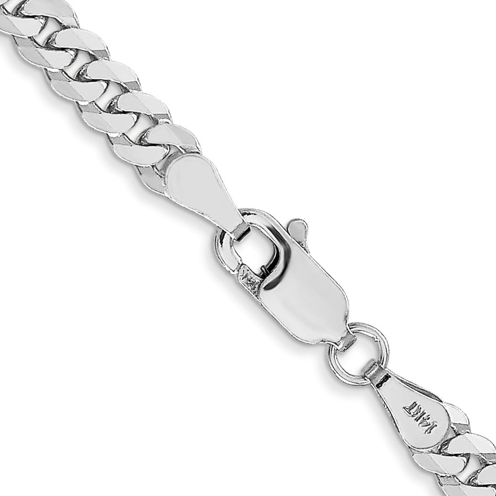 14K White Gold 22 inch 3.9mm Flat Beveled Curb with Lobster Clasp Chain