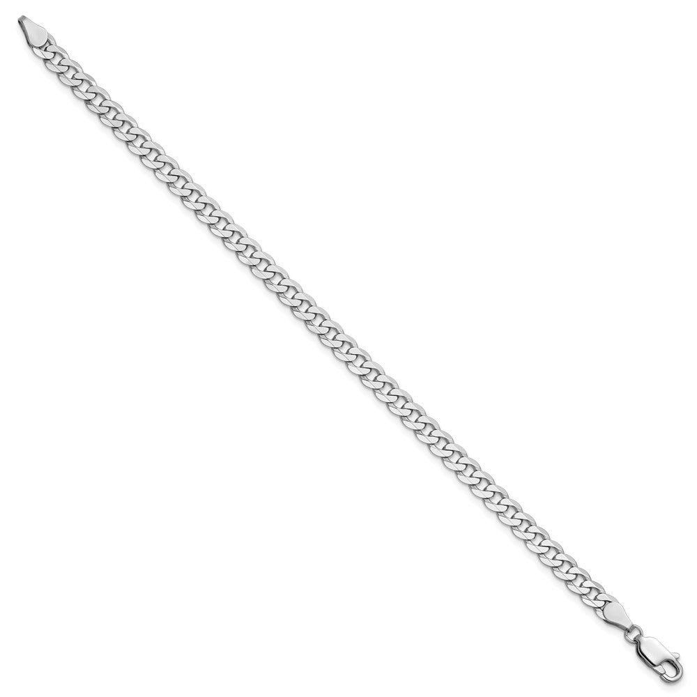 14K White Gold 7 inch 4.75mm Flat Beveled Curb with Lobster Clasp Bracelet