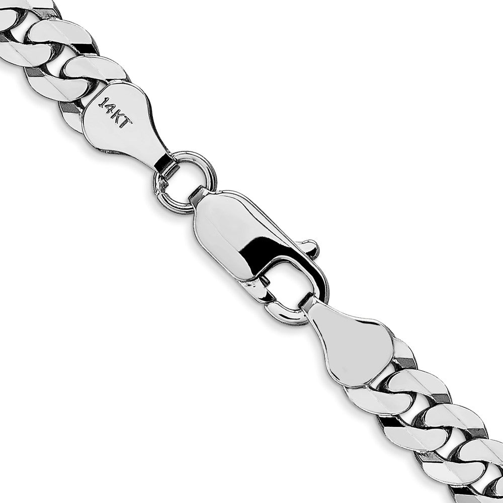 14K White Gold 20 inch 6.25mm Flat Beveled Curb with Lobster Clasp Chain