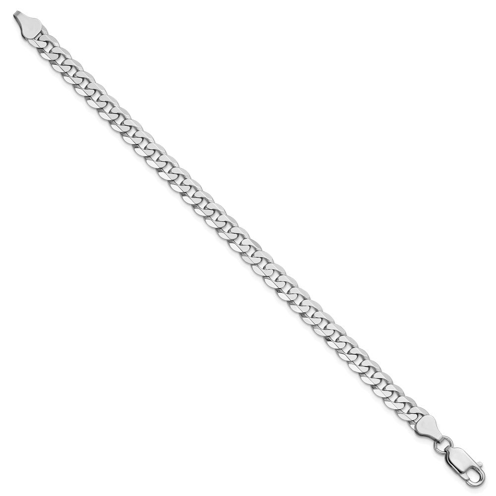 14K White Gold 7 inch 6.25mm Flat Beveled Curb with Lobster Clasp Bracelet