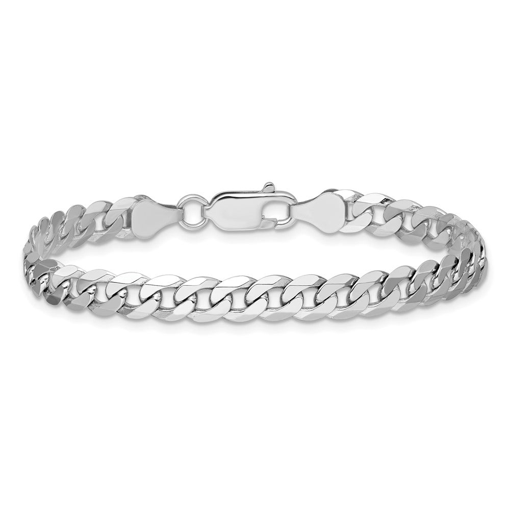 14K White Gold 7 inch 6.25mm Flat Beveled Curb with Lobster Clasp Bracelet