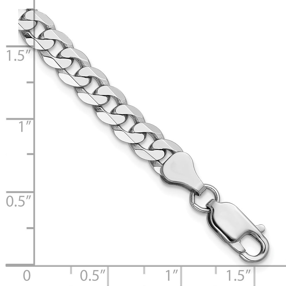 14K White Gold 7 inch 6.25mm Flat Beveled Curb with Lobster Clasp Bracelet