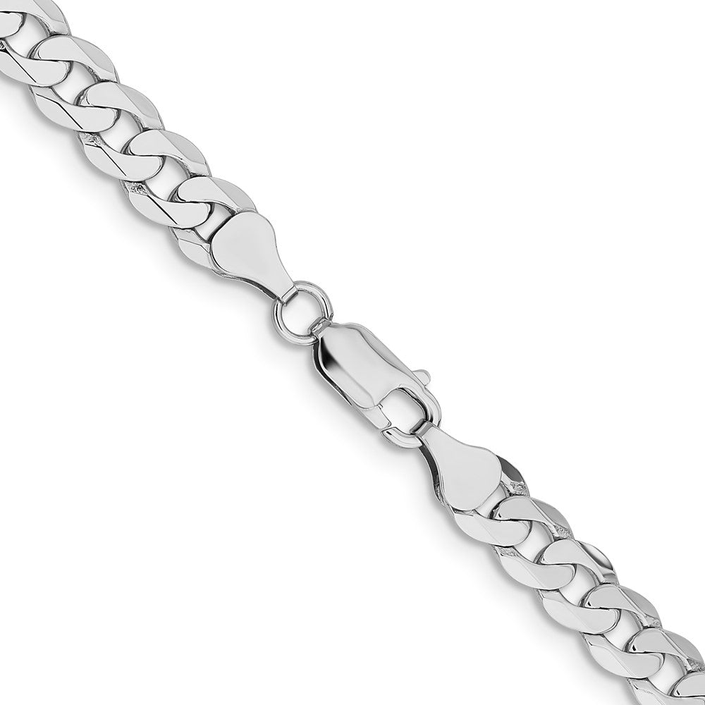 14K White Gold 24 inch 7.25mm Flat Beveled Curb with Lobster Clasp Chain