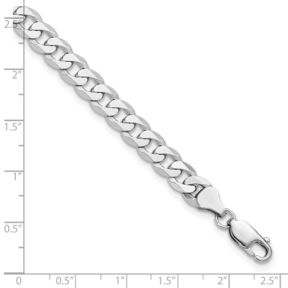14K White Gold 9 inch 7.25mm Flat Beveled Curb with Lobster Clasp Chain