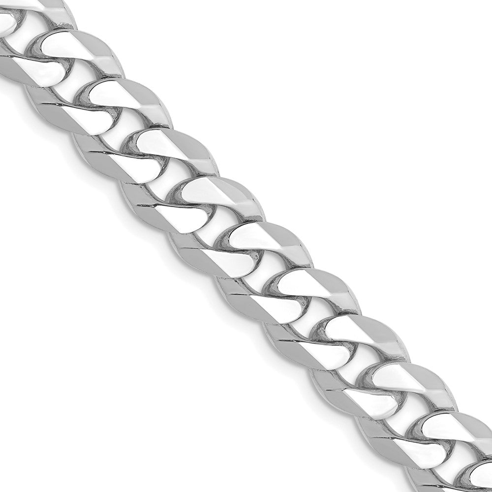 14K White Gold 22 inch 8.5mm Flat Beveled Curb with Lobster Clasp Chain