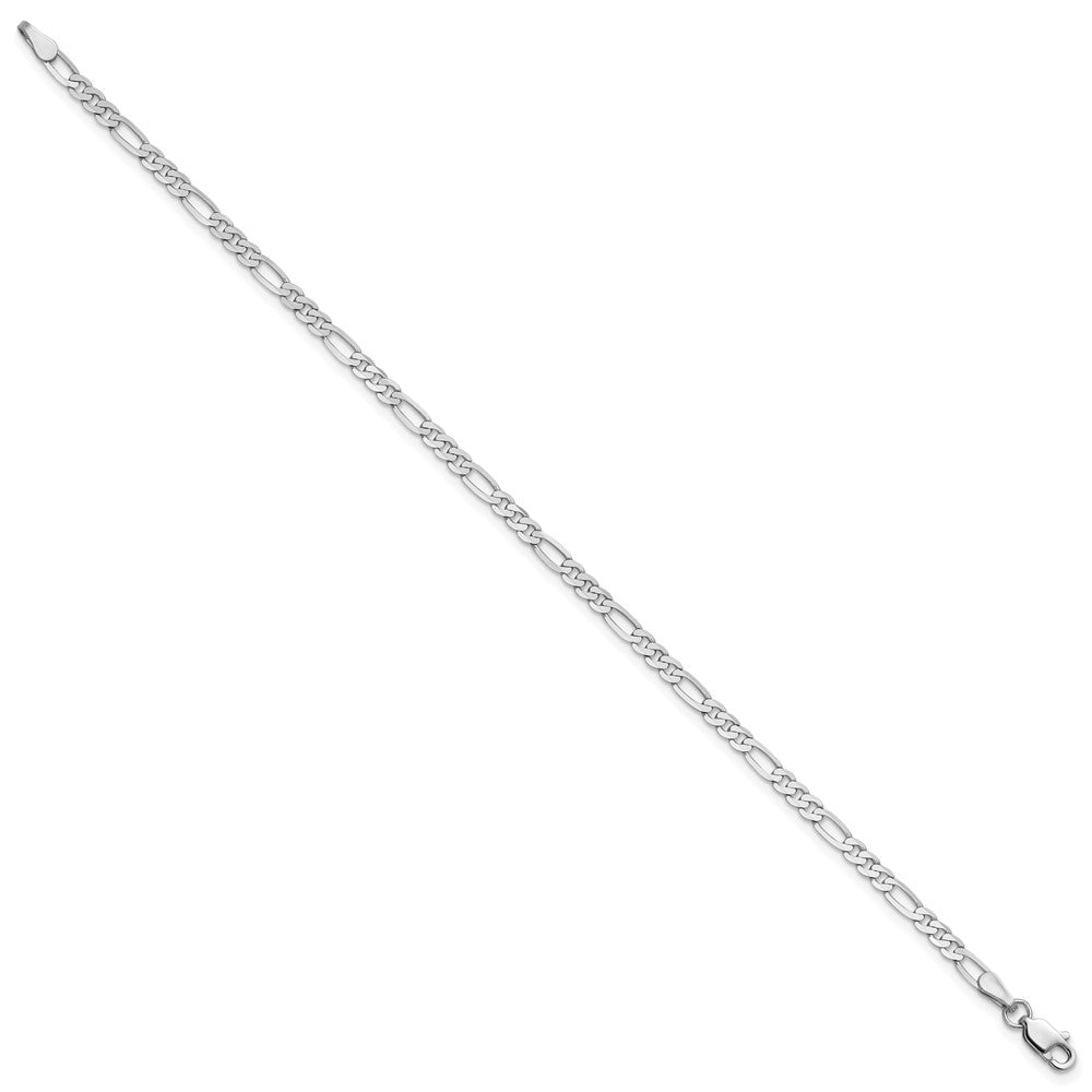 14K White Gold 9 inch  2.75mm Flat Figaro with Lobster Clasp Anklet
