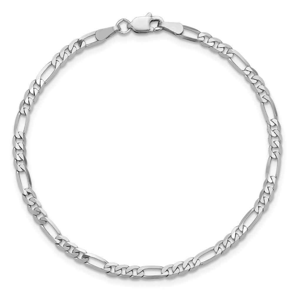 14K White Gold 9 inch  2.75mm Flat Figaro with Lobster Clasp Anklet