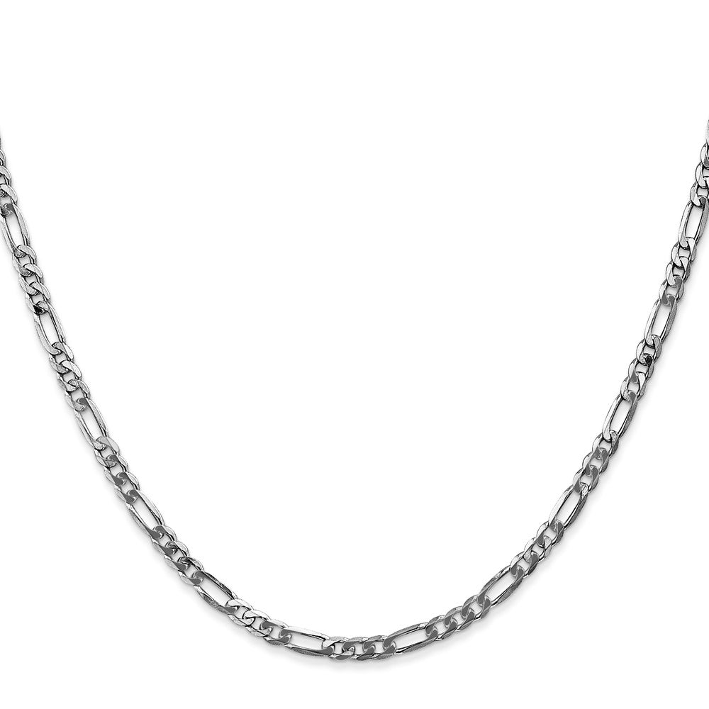 14K White Gold 20 inch 3mm Flat Figaro with Lobster Clasp Chain