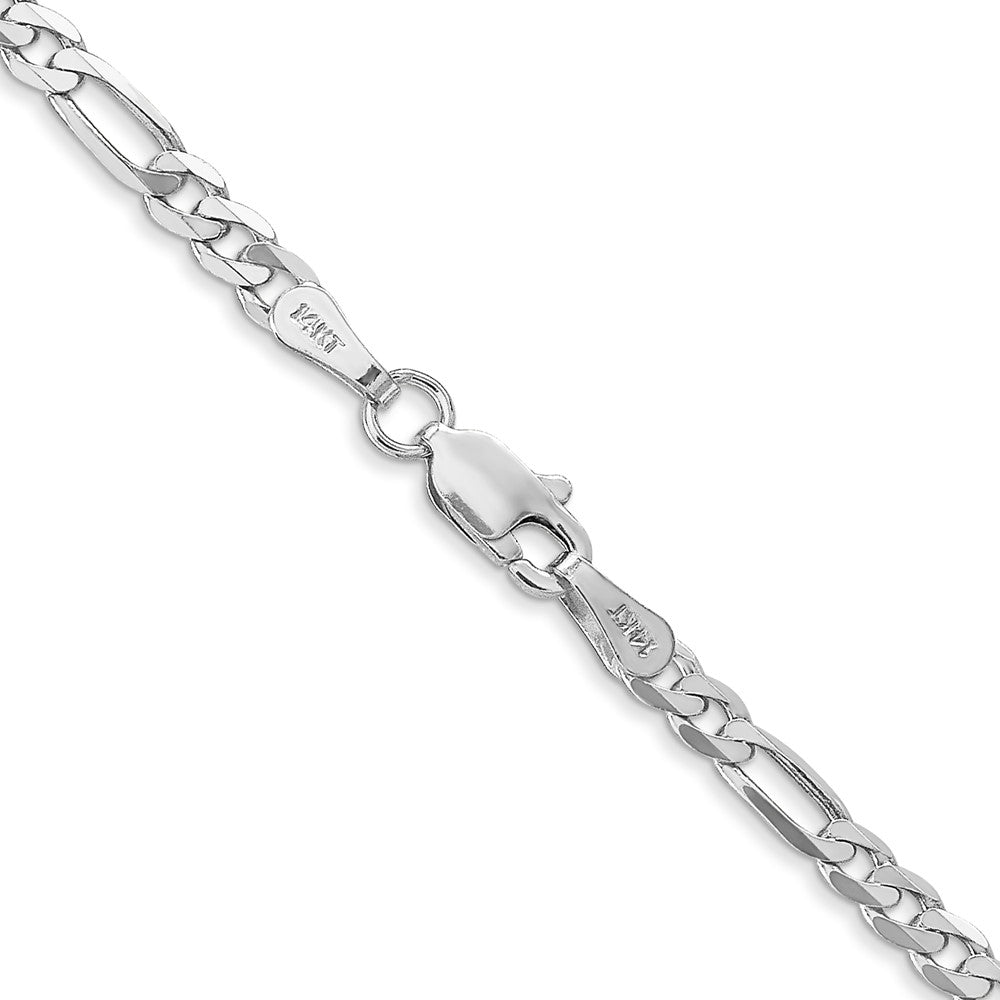 14K White Gold 18 inch 3mm Flat Figaro with Lobster Clasp Chain