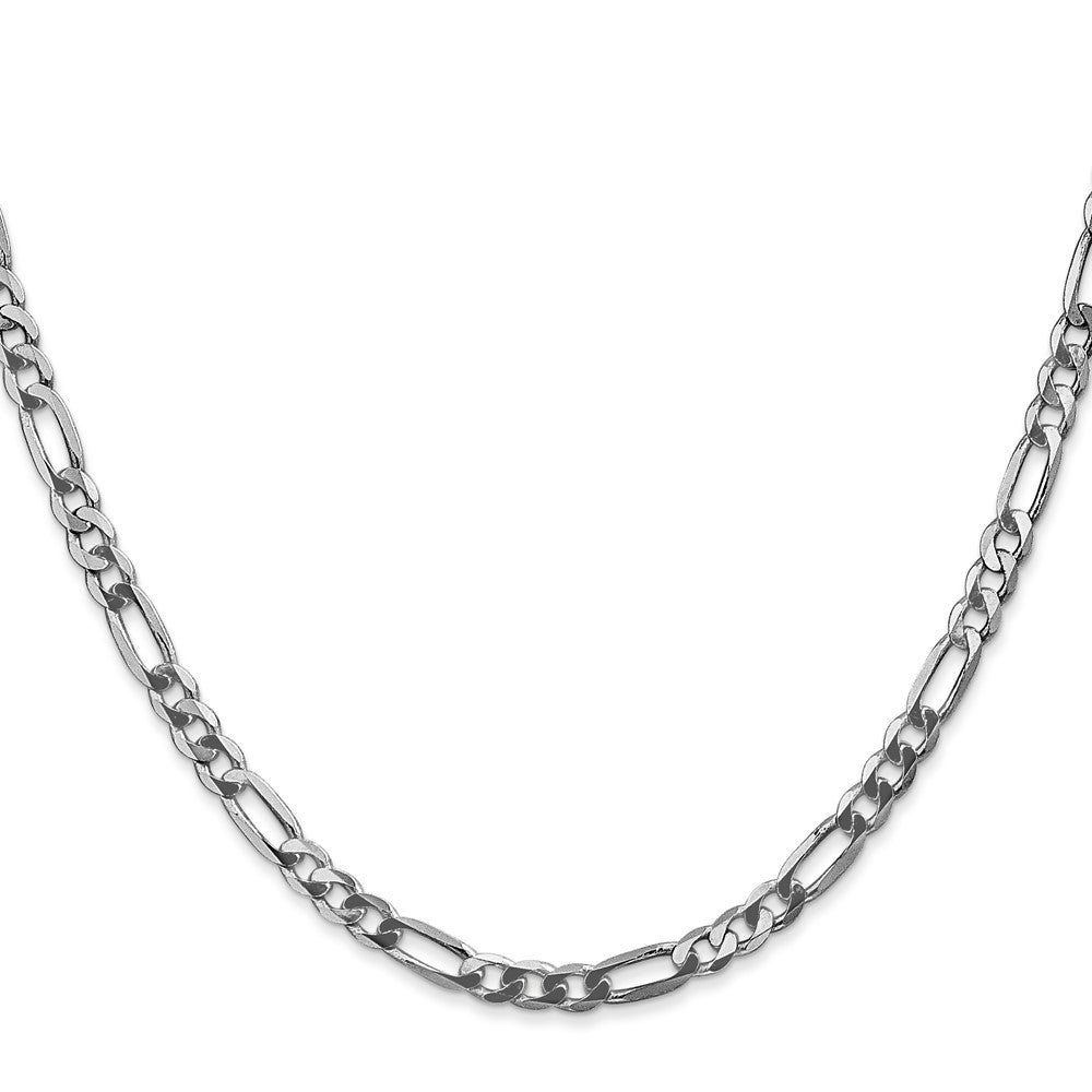 14K White Gold 18 inch 4mm Flat Figaro with Lobster Clasp Chain