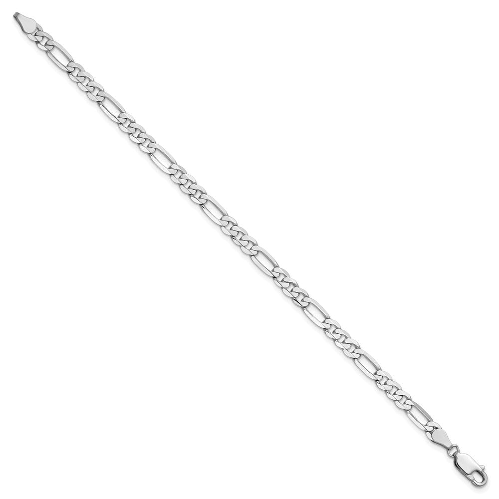 14K White Gold 7 inch 4.5mm Flat Figaro with Lobster Clasp Bracelet