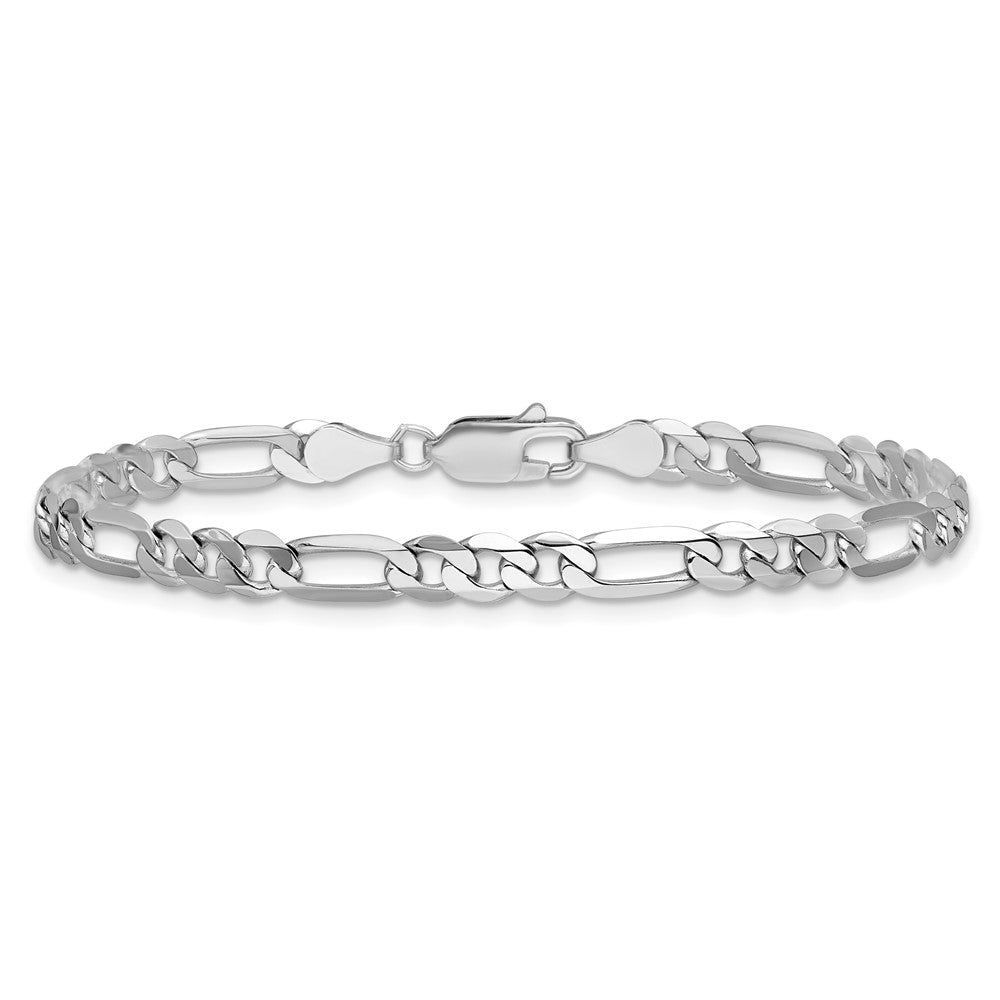14K White Gold 7 inch 4.5mm Flat Figaro with Lobster Clasp Bracelet