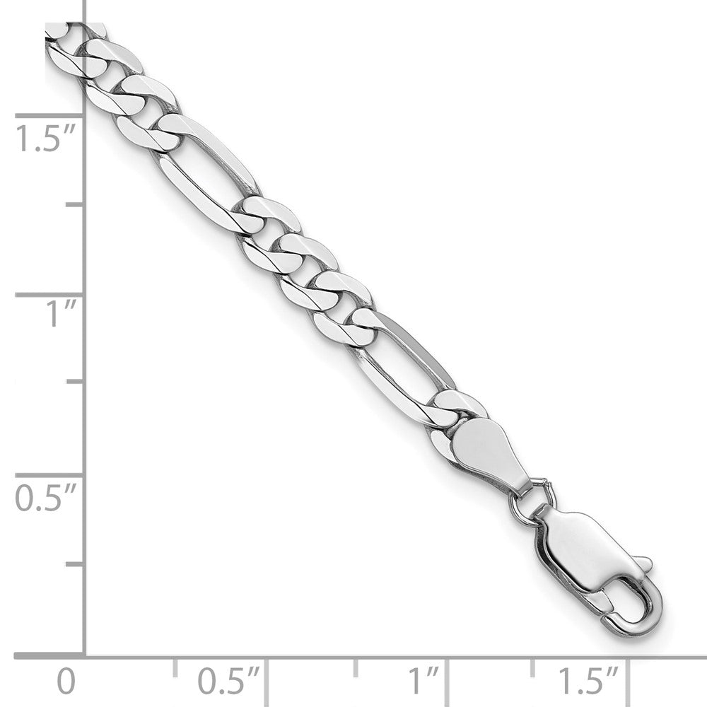 14K White Gold 7 inch 4.5mm Flat Figaro with Lobster Clasp Bracelet