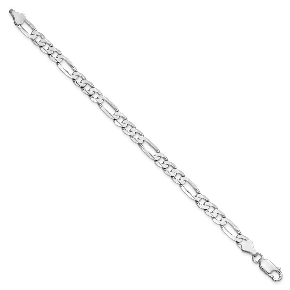 14K White Gold 7 inch 6mm Flat Figaro with Lobster Clasp Bracelet