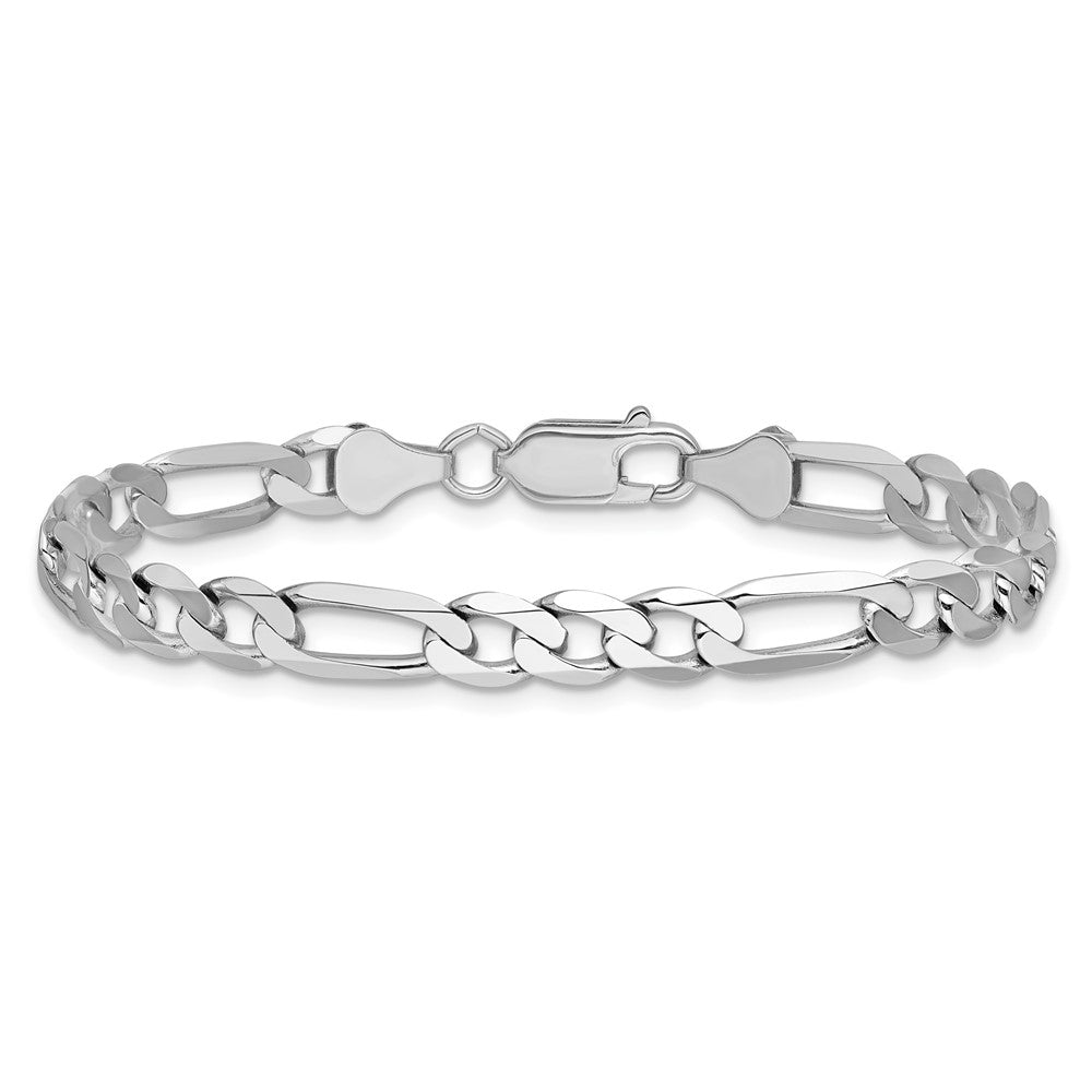 14K White Gold 7 inch 6mm Flat Figaro with Lobster Clasp Bracelet