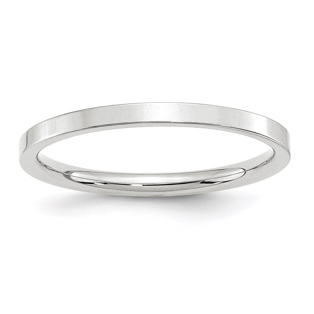 Solid;Polished;14K White gold;Engravable;Comfort fit;Flat;Machined