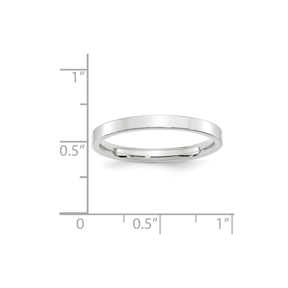 14k White Gold 2.5mm Standard Weight Flat Comfort Fit Wedding Band Size 6.5