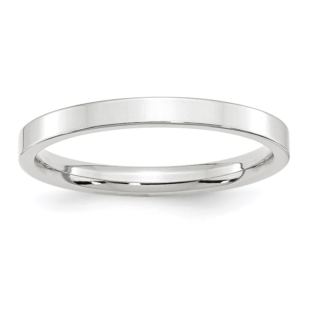 Solid;Polished;14K White gold;Engravable;Comfort fit;Flat;Machined