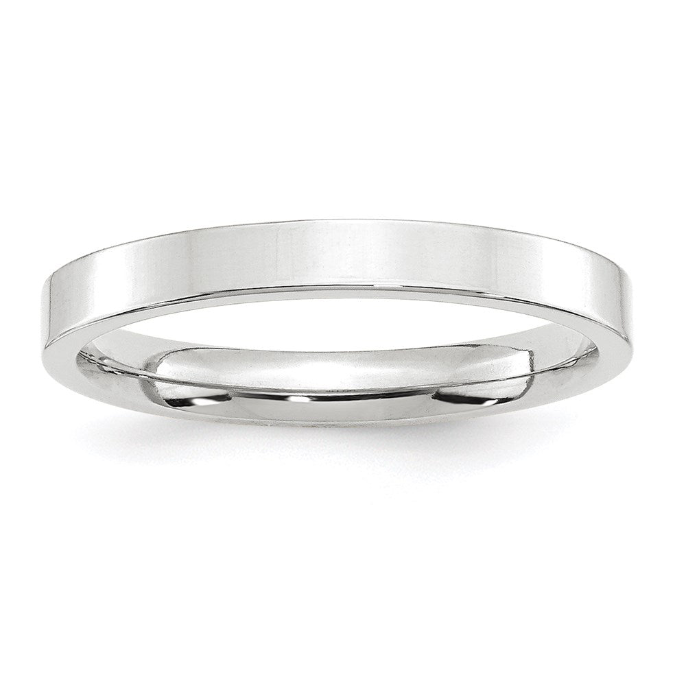 Solid;Polished;Engravable;10K White gold;Comfort fit;Flat;Machined