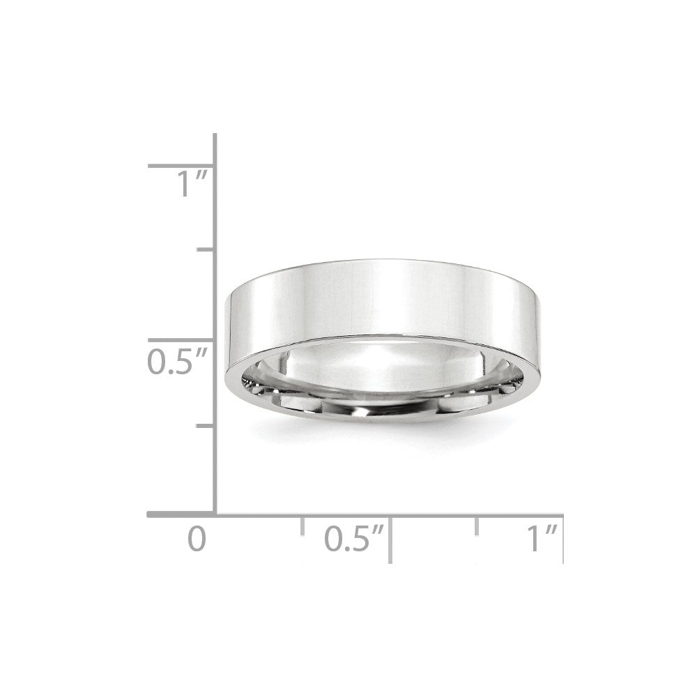14k White Gold 6mm Standard Weight Flat Comfort Fit Wedding Band Size 9.5