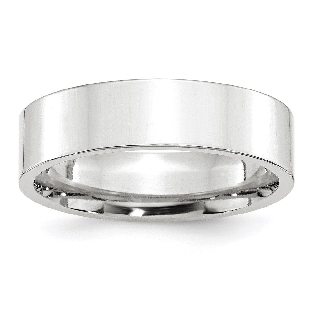 Solid;Polished;14K White gold;Engravable;Comfort fit;Flat;Machined