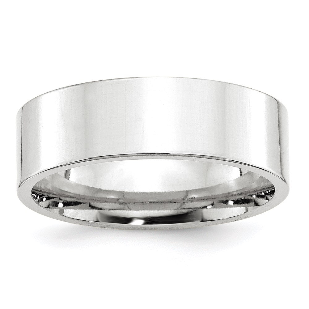 Solid;Polished;14K White gold;Engravable;Comfort fit;Flat;Machined