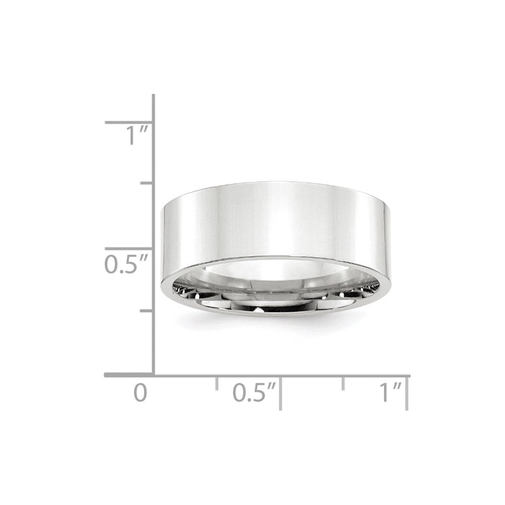 14k White Gold 8mm Standard Weight Flat Comfort Fit Wedding Band Size 8.5