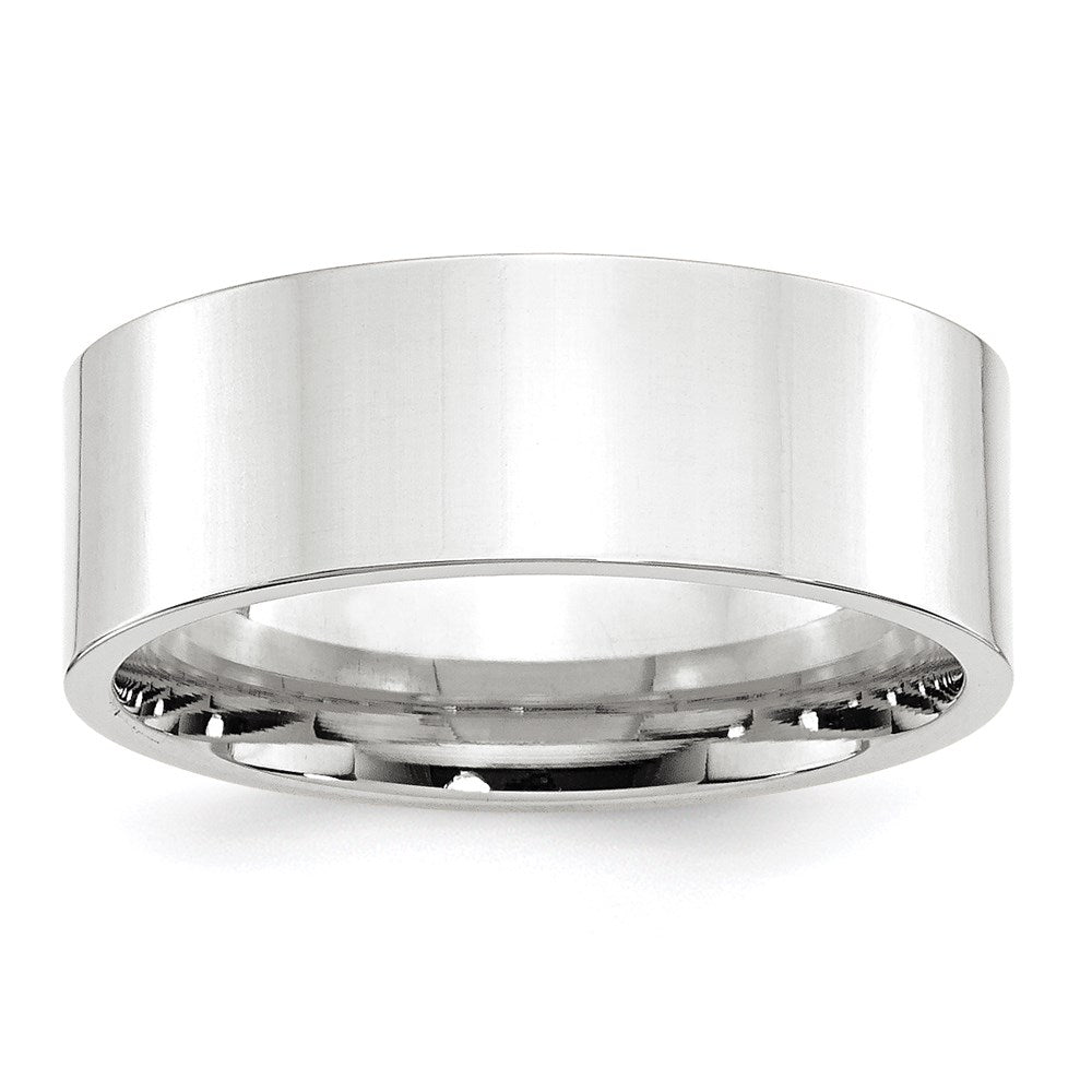 Solid;Polished;14K White gold;Engravable;Comfort fit;Flat;Machined