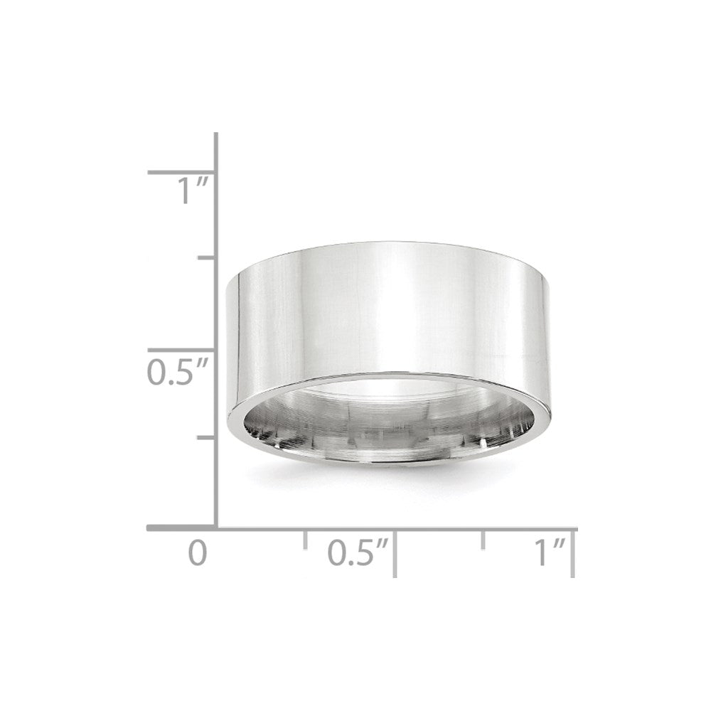 14k White Gold 10mm Standard Weight Flat Comfort Fit Wedding Band Size 10