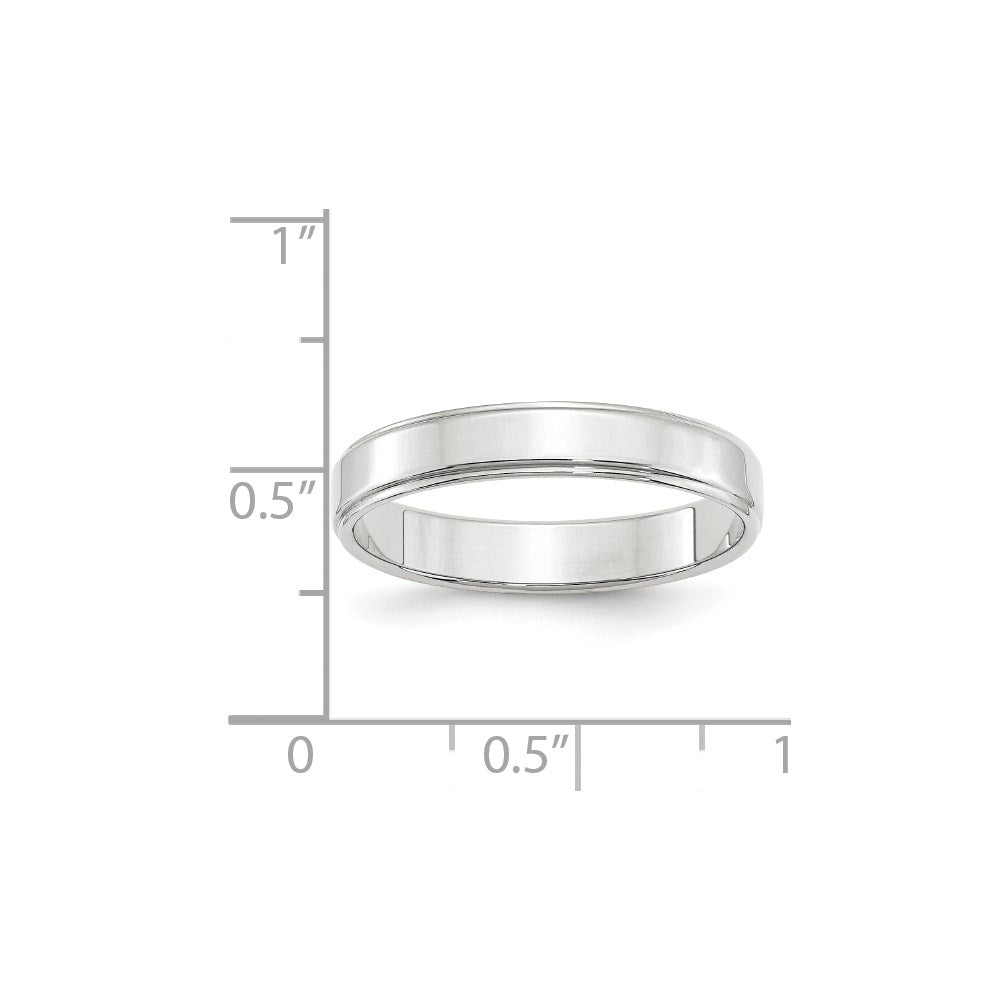 14k White Gold 4mm Flat with Step Edge Wedding Band Size 6