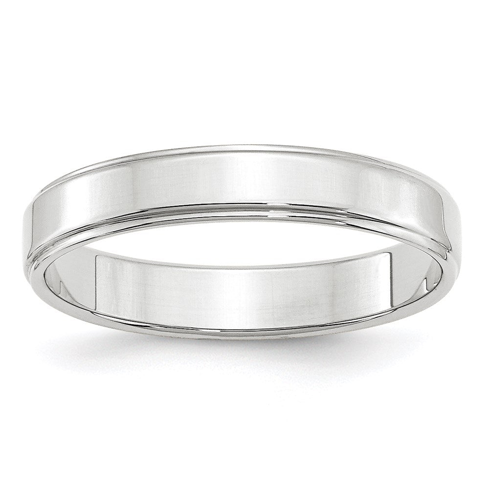 Solid;Polished;14K White gold;Engravable;Flat;Step Down;Machined