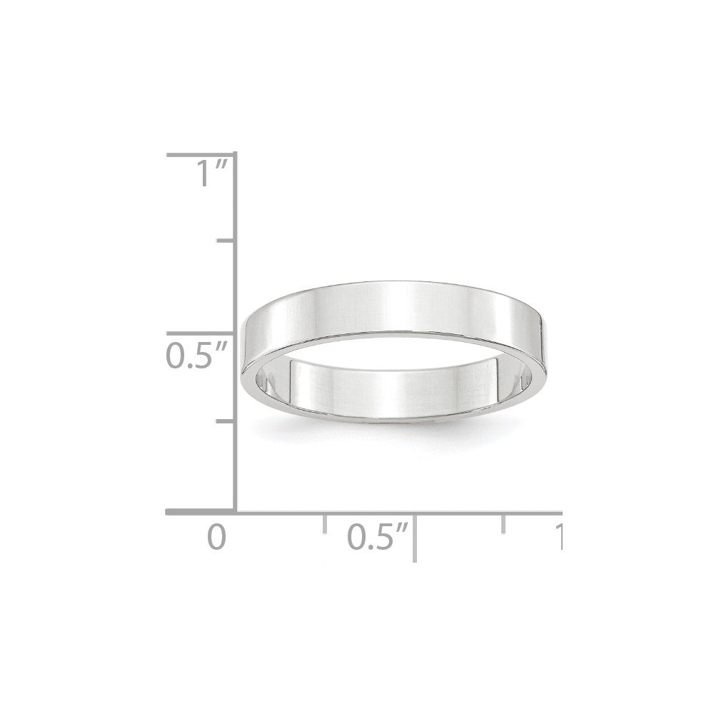 14k White Gold 4mm Lightweight Flat Wedding Band Size 11