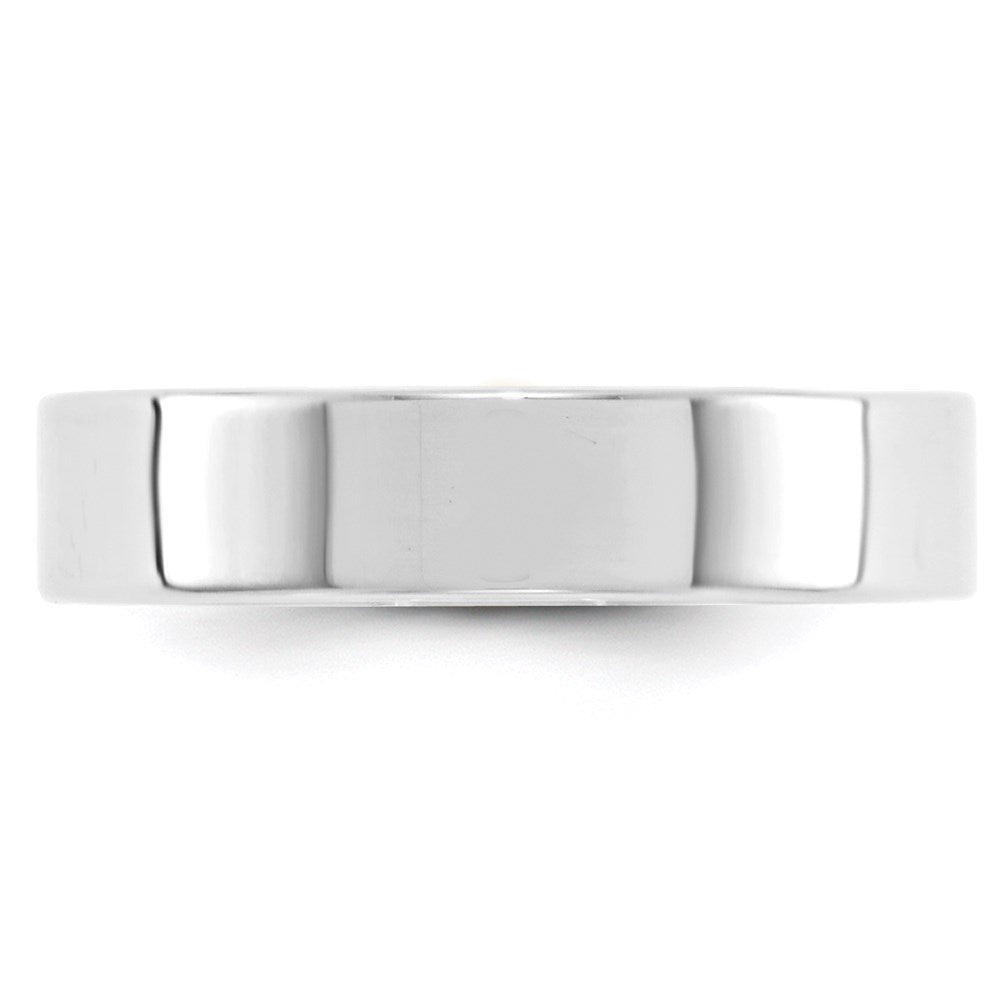 14k White Gold 5mm Lightweight Flat Wedding Band Size 8.5