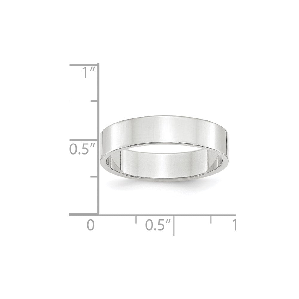 14k White Gold 5mm Lightweight Flat Wedding Band Size 5.5