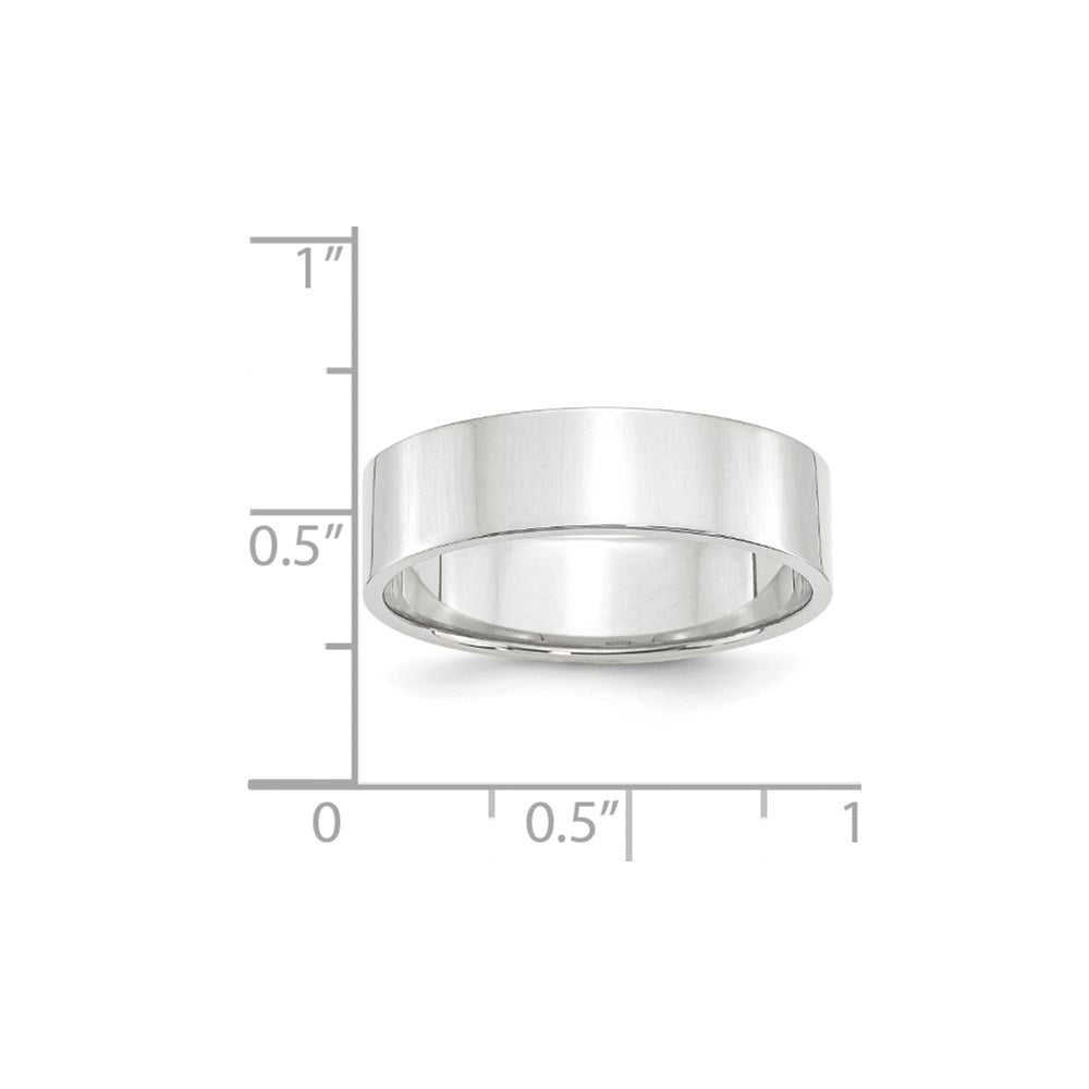 14k White Gold 6mm Lightweight Flat Wedding Band Size 9.5