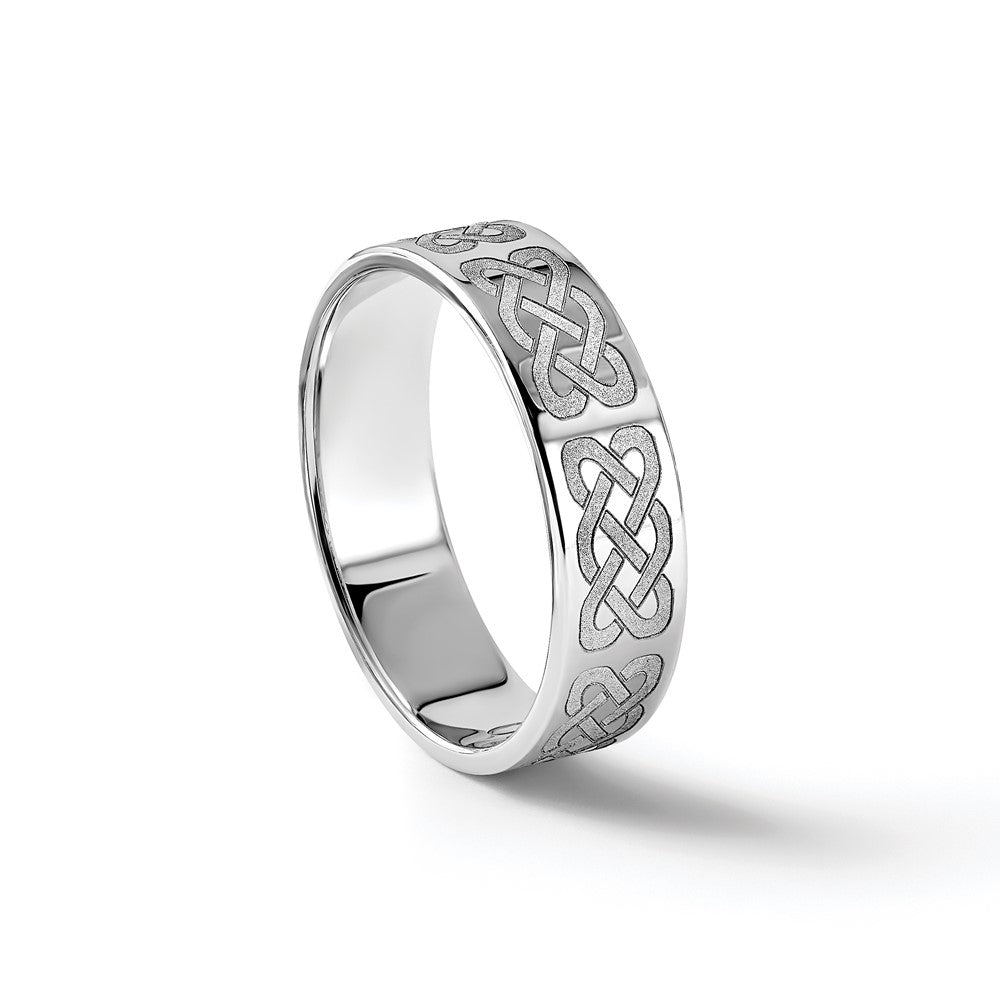 14k White Gold 6mm Lightweight Flat Wedding Band Size 8.5