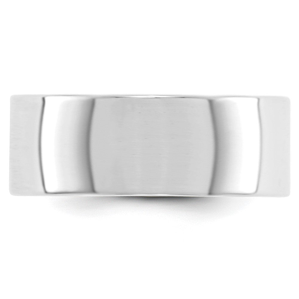 14k White Gold 8mm Lightweight Flat Wedding Band Size 11