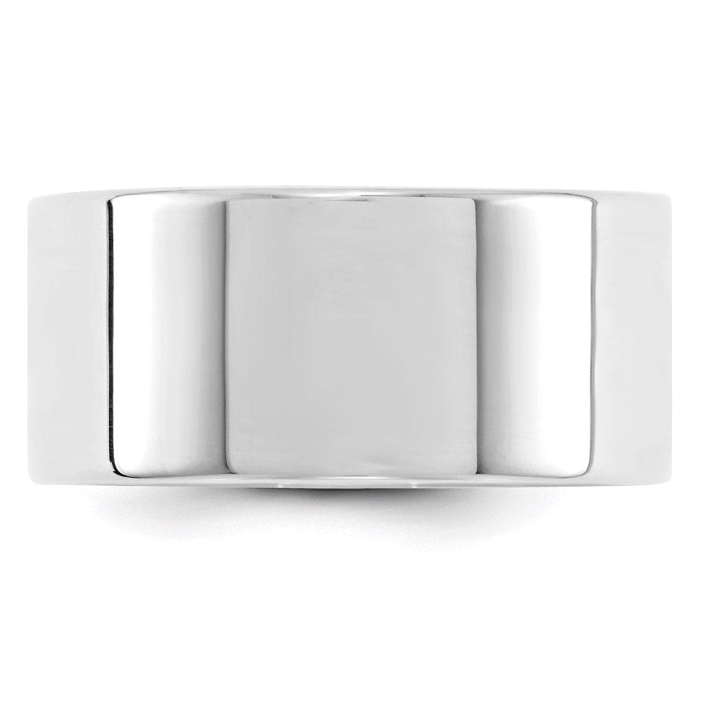 14k White Gold 10mm Lightweight Flat Wedding Band Size 9