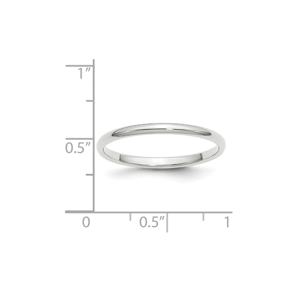 14k White Gold 2mm Half-Round Wedding Band Size 7