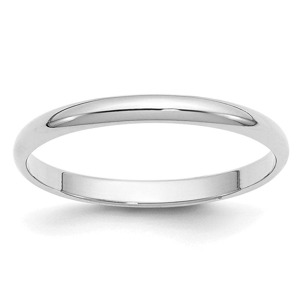 Solid;Polished;14K White gold;Engravable;In-house sizing;Half Round;Machined
