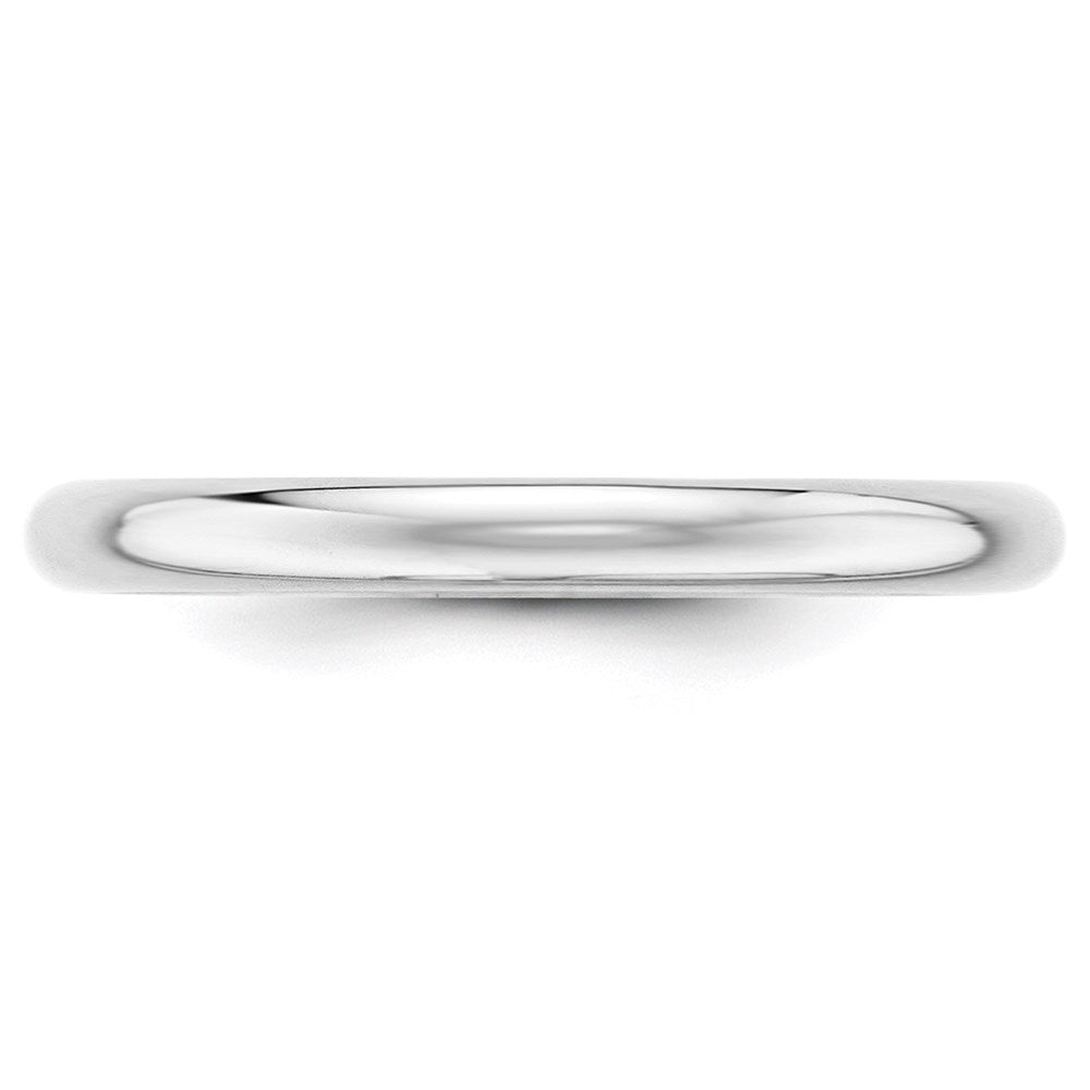 14k White Gold 2.5mm Half-Round Wedding Band Size 10