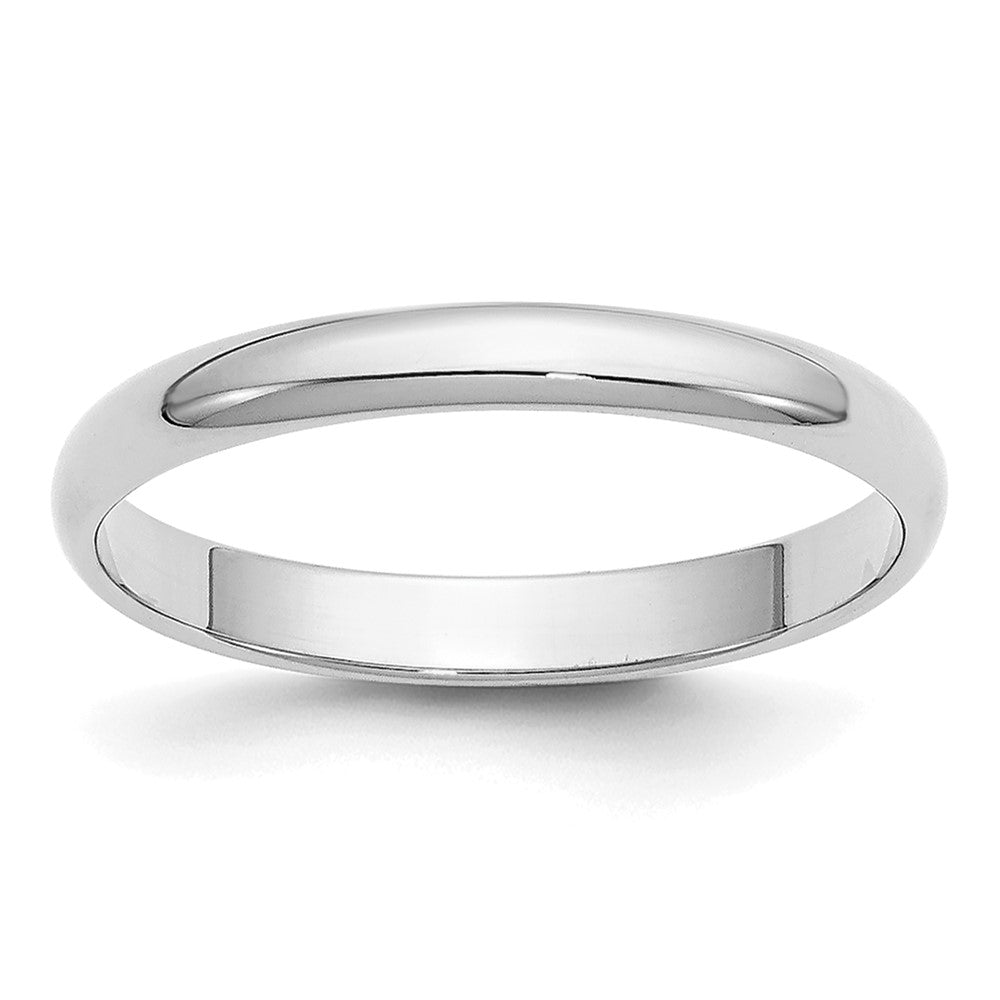 Solid;Polished;14K White gold;Engravable;Half Round;Machined