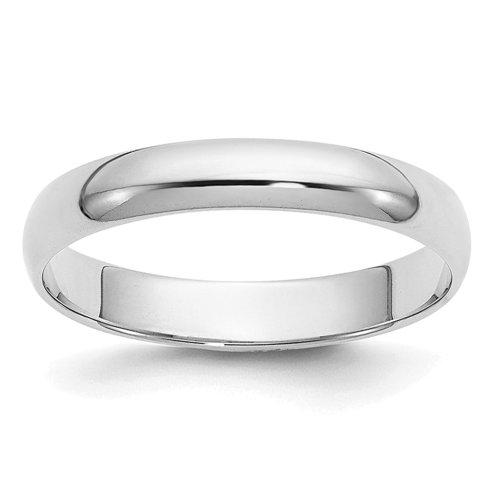 Solid;Polished;14K White gold;Engravable;In-house sizing;Half Round;Machined