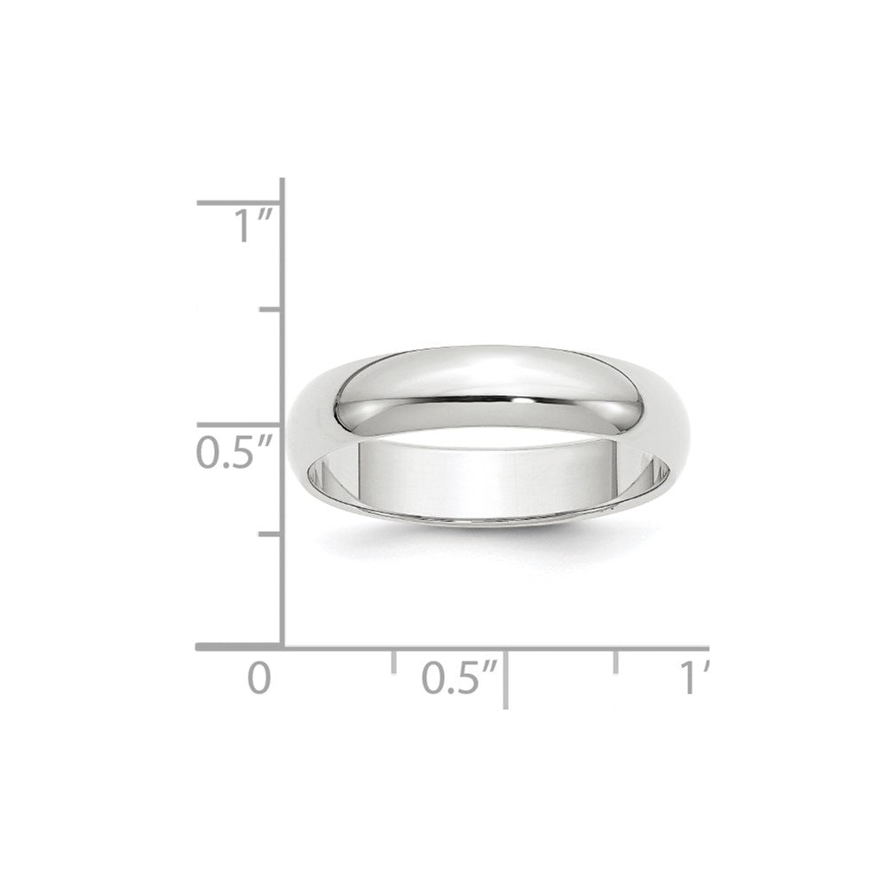 14k White Gold 5mm Half-Round Wedding Band Size 8