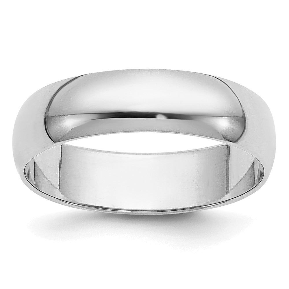 Solid;Polished;14K White gold;Engravable;In-house sizing;Half Round;Machined