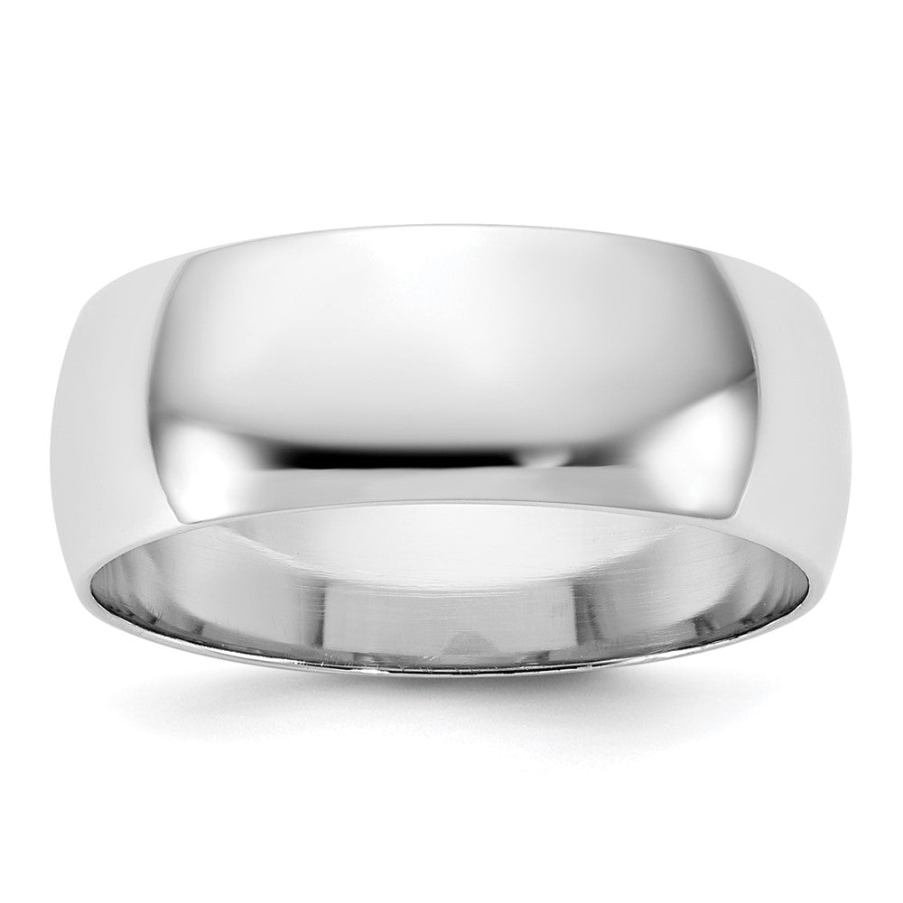 Solid;Polished;Engravable;10K White gold;Half Round;Machined