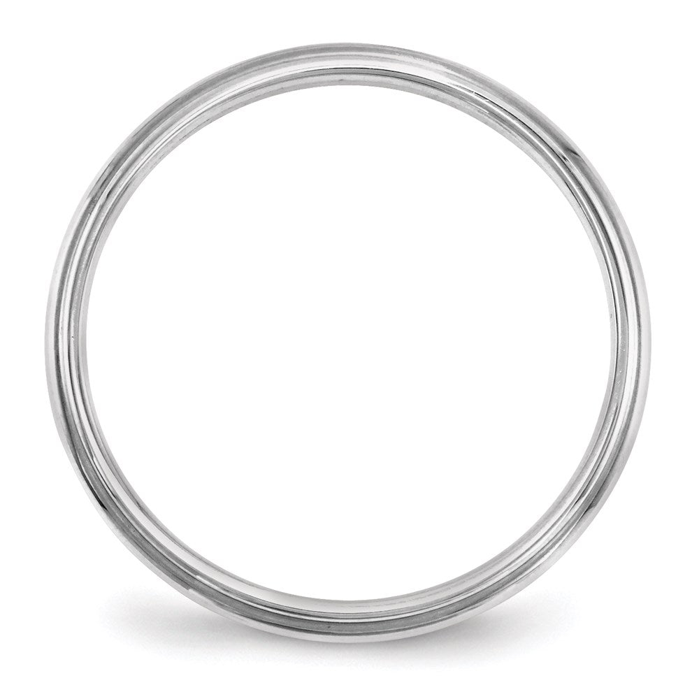 14k White Gold 2.5mm Half Round with Edge Wedding Band Size 7.5