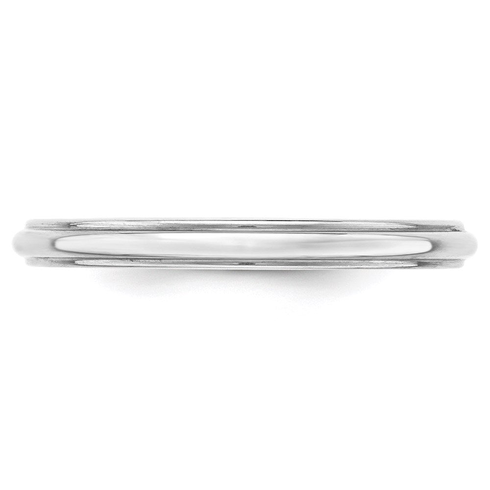 14k White Gold 2.5mm Half Round with Edge Wedding Band Size 7