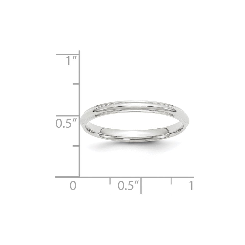 14k White Gold 2.5mm Half Round with Edge Wedding Band Size 8