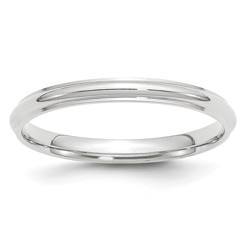Solid;Polished;14K White gold;Engravable;Half Round;Machined